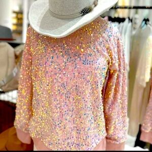 Shiraleah pink Sequin Embellished Pink Sweatshirt all sizes